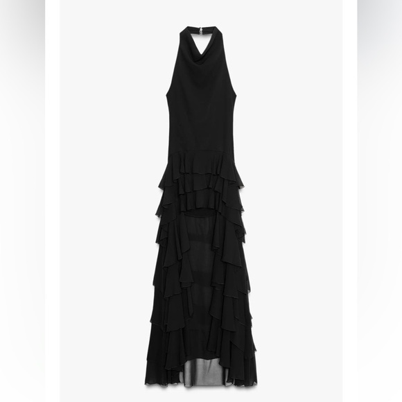 Zara Halter Ruffled Maxi Dress - Picture 9 of 12